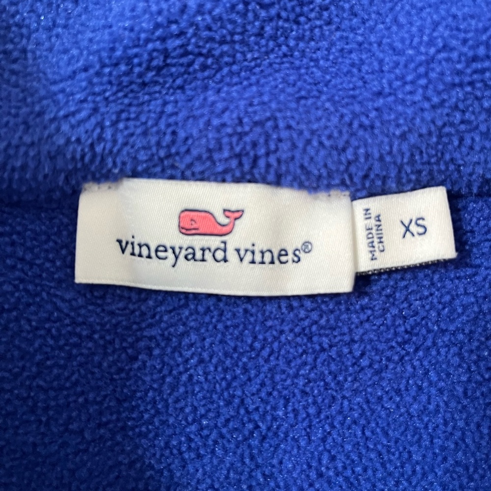 Vineyard Vines Blue Pink Stripe Detail Pullover Fleece Quarter Zip Sweatshirt XS - Picture 9 of 10